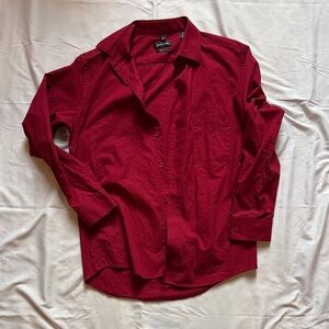 Slim Fit Burgundy Button-Up Shirt